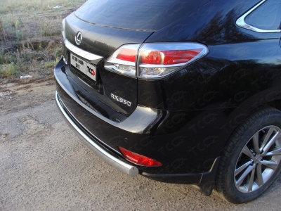 Защита заднего бампера овальная 75х42 мм ТСС для Lexus RX-350 2012-2021