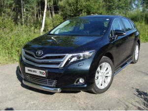 Защита переднего бампера овальная 75х42 мм для Toyota Venza № TOYVEN13-03