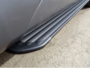 Пороги алюминиевые Slim Line Black для Chery Tiggo 5 № CHERTIG514-24B