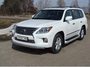 Защита передняя овальная длинная 75-42 мм для Lexus LX-570 № LEXLX57012-05
